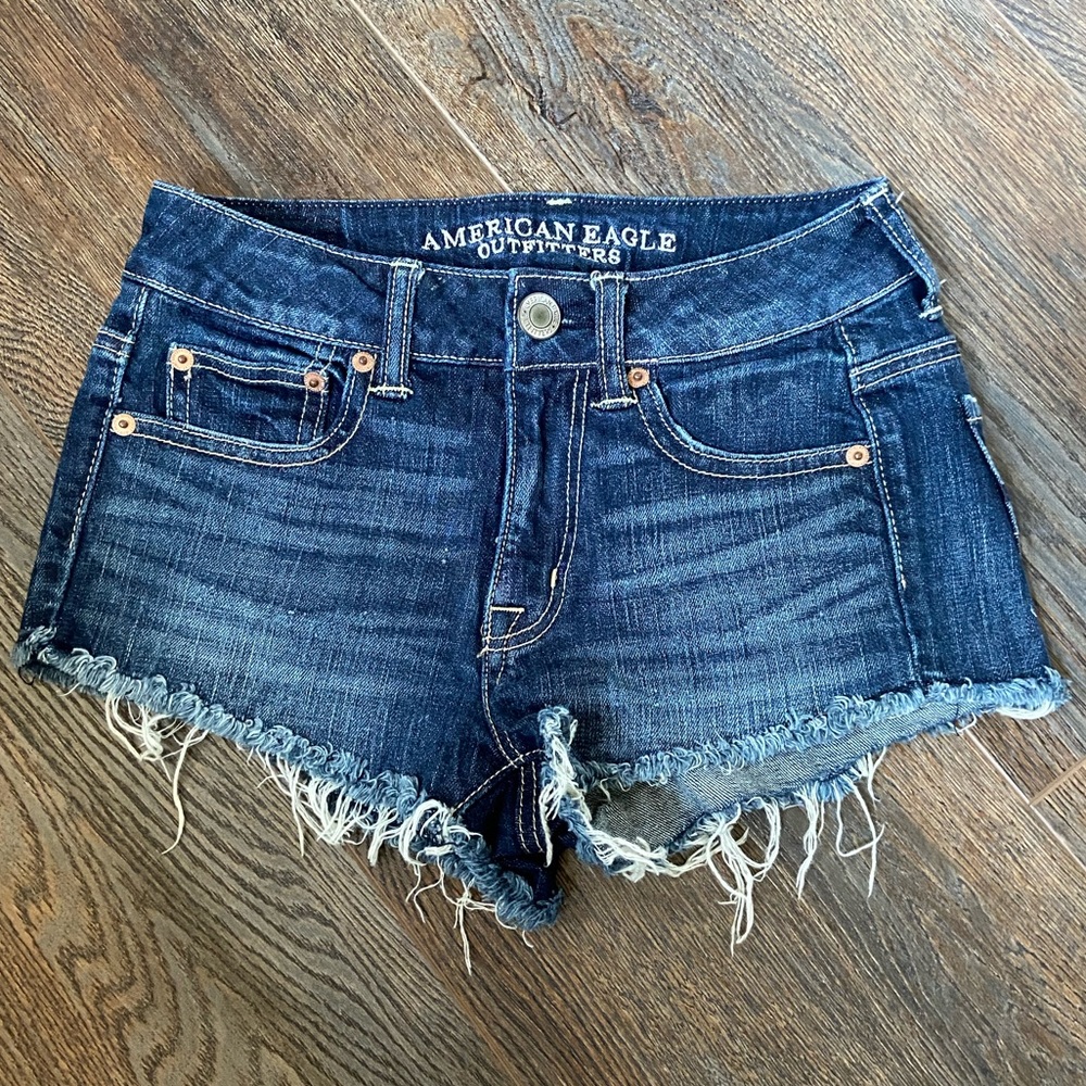 American Eagle denim shorts with frayed hem